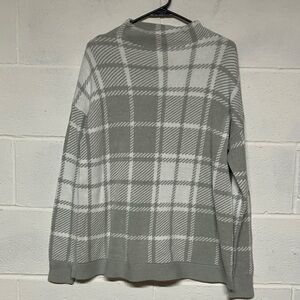 Soft Surroundings Gray Plaid Turtleneck Sweater